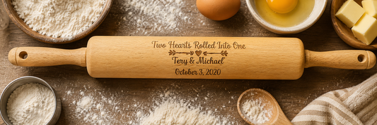 Personalized Wedding Rolling Pin | Two Hearts Rolled Into One