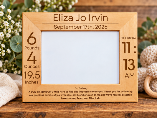 Personalized Baby Birth Stats Frame – OB-GYN Thank You Gift