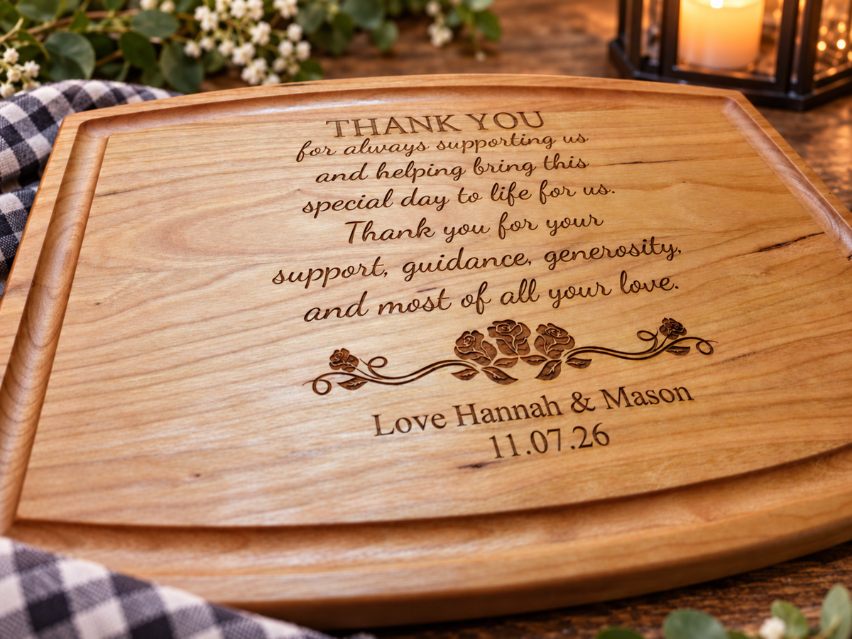 Personalized Floral Wedding Thank You Cutting Board