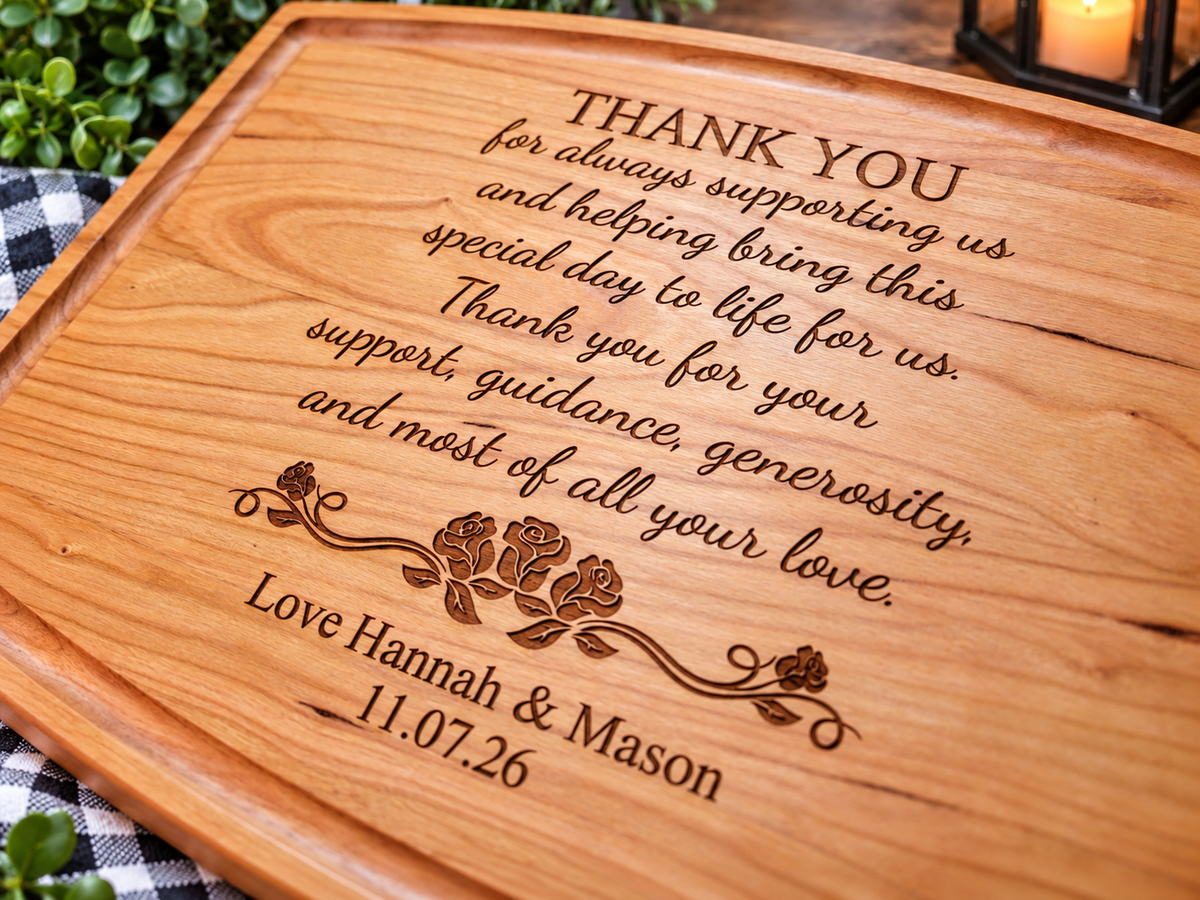 Personalized Floral Wedding Thank You Cutting Board