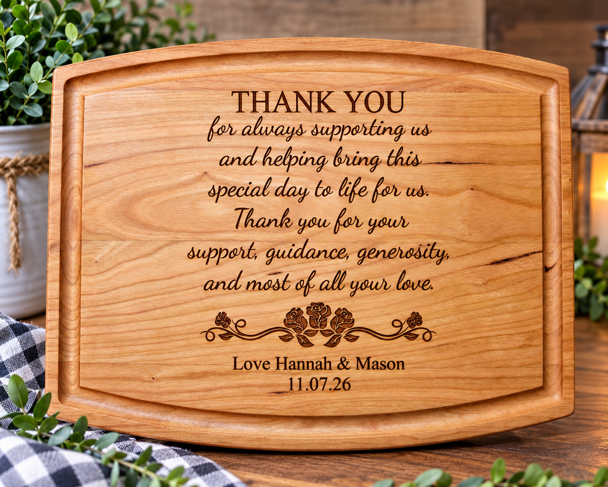 Personalized Floral Wedding Thank You Cutting Board