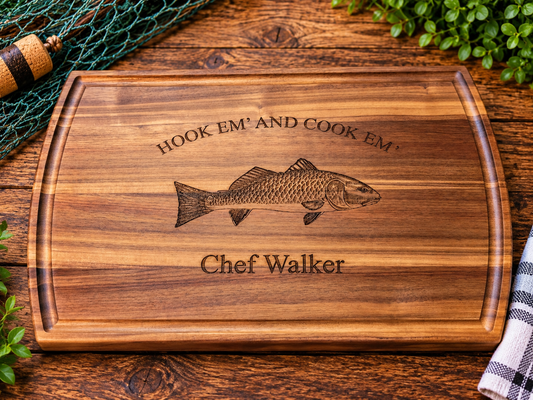 Personalized Redfish Cutting Board – Custom Chef Name