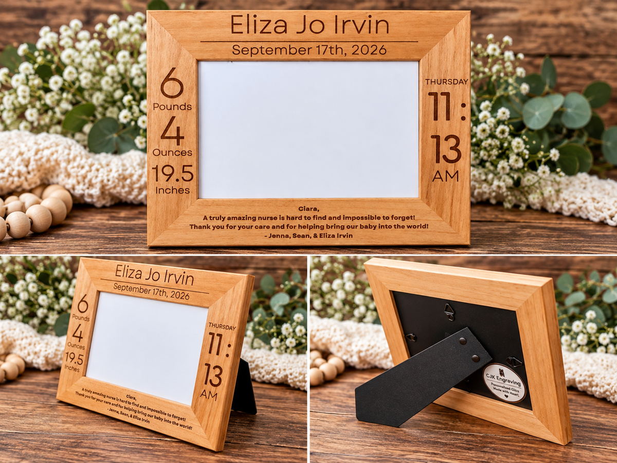 Personalized Baby Birth Stats Frame – Labor & Delivery Nurse Thank You Gift
