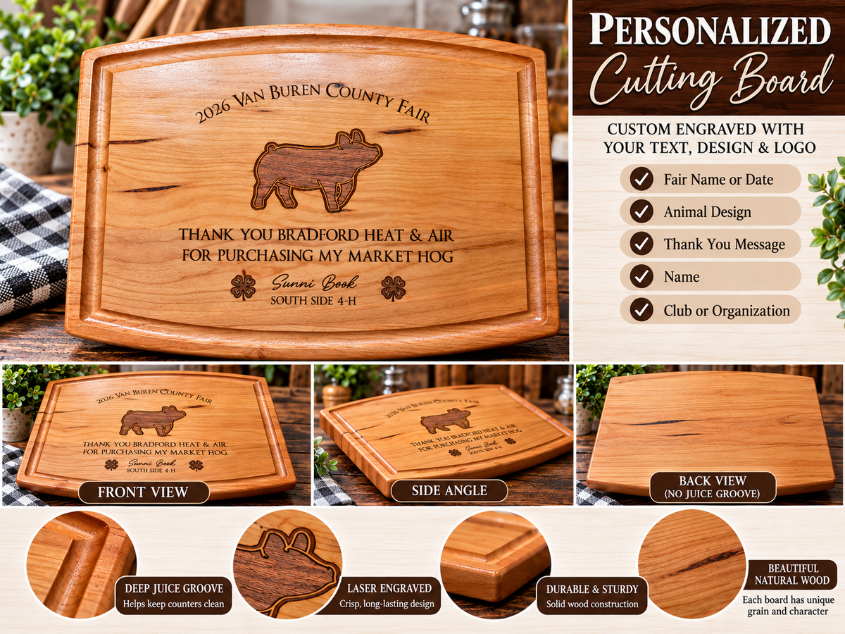 Personalized Market Hog Buyer Thank You Cutting Board