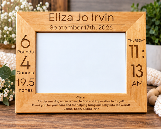 Personalized Baby Birth Stats Frame – Labor & Delivery Nurse Thank You Gift