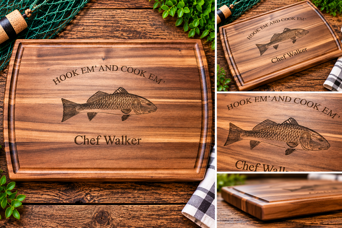 Personalized Redfish Cutting Board – Custom Chef Name