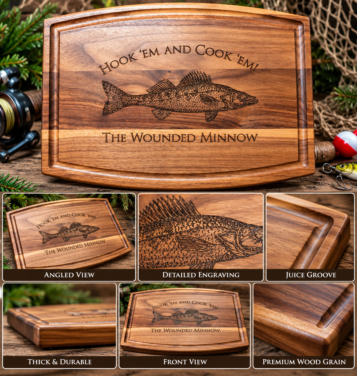 Personalized Walleye Cutting Board – Hook ’Em and Cook ’Em