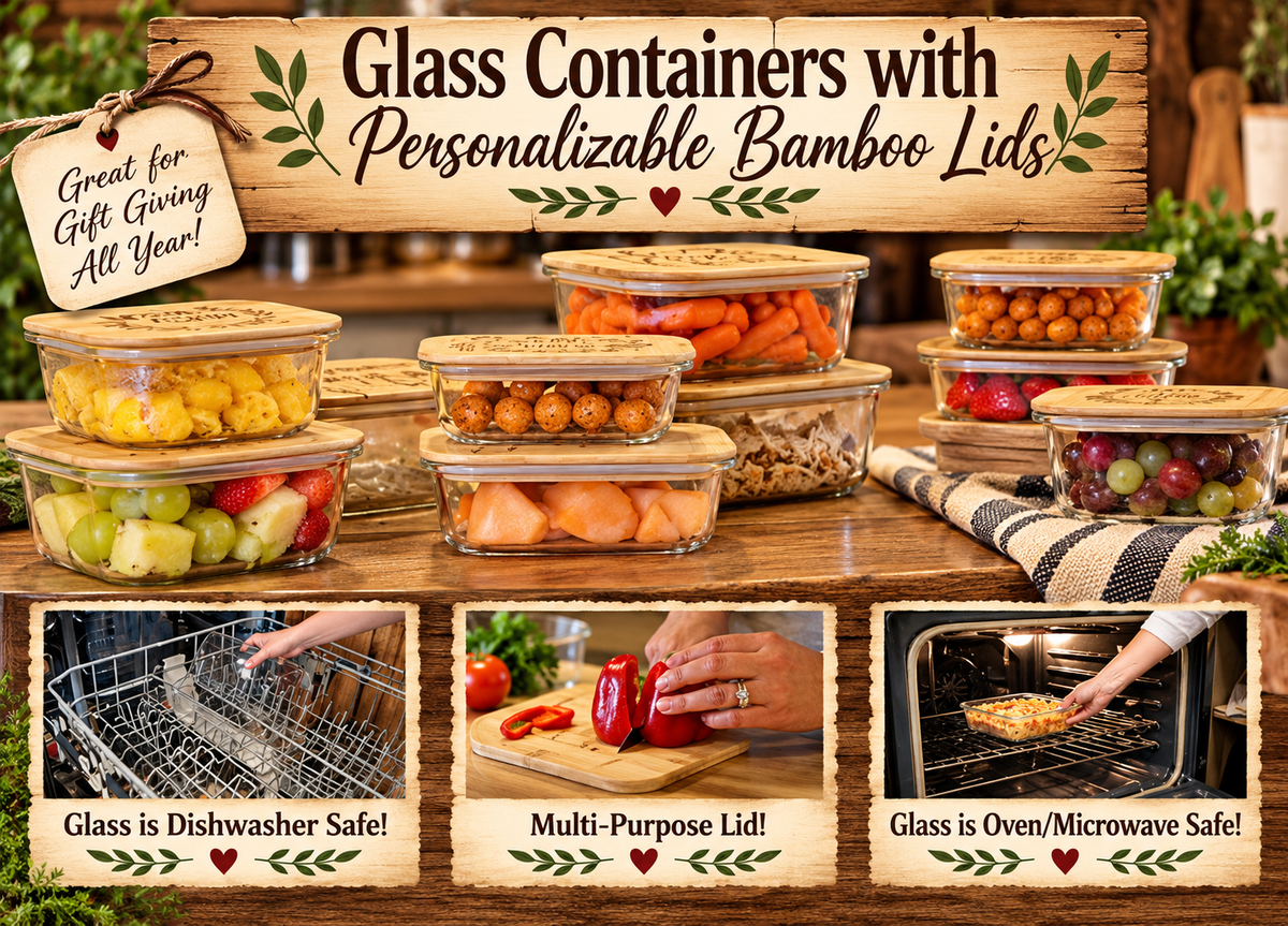 Personalized 4-H Award Glass Dish with Engraved Bamboo Lid