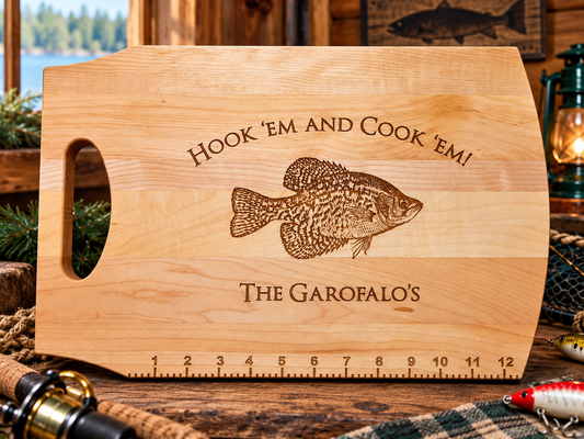 Personalized Crappie Fishing Cutting Board – Hook ’Em and Cook ’Em