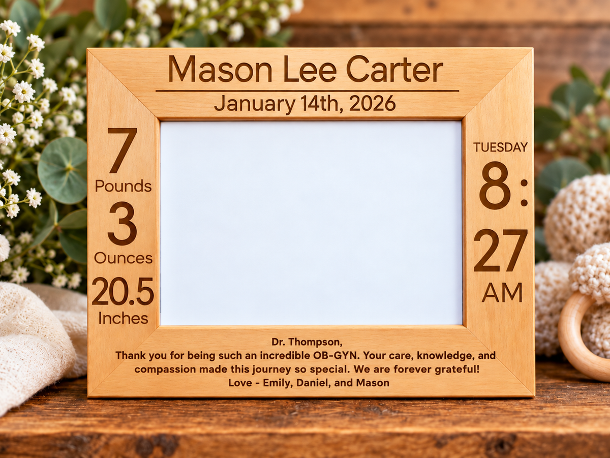 Personalized Baby Birth Stats Frame – OB-GYN Thank You Gift